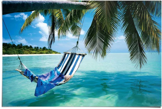 REINDERS Poster Strand hangmat - 61 x 91,5 - Papier - REINDERS