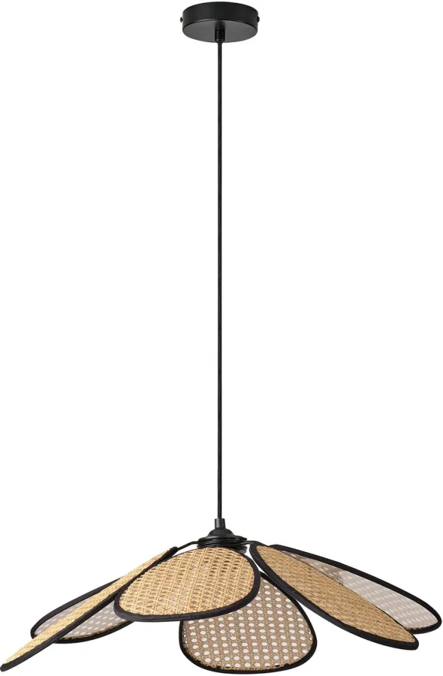 Osram DECOR Rattan Madelief Hanglamp 580mm E27 Bruin, Rattan, Metaal, natuurlijk, voor Woonkamer en Eetkamer Beige