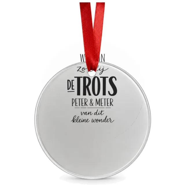 Mr Cadeautjes Glazen cirkel Ø 8,9 cm - design Een minimalistisch babycadeau met speelse typografie en een | cadeau Wit