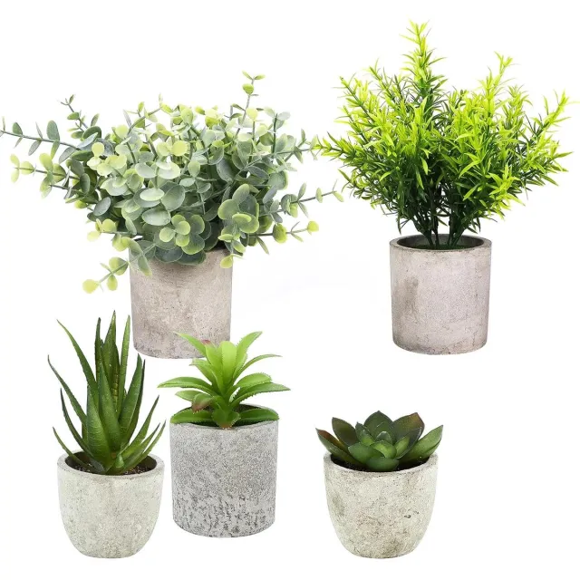 Unyqoos Set van vijf realistische kunstplanten voor decoratie in elke ruimte, groente, 21cm, stuks 5