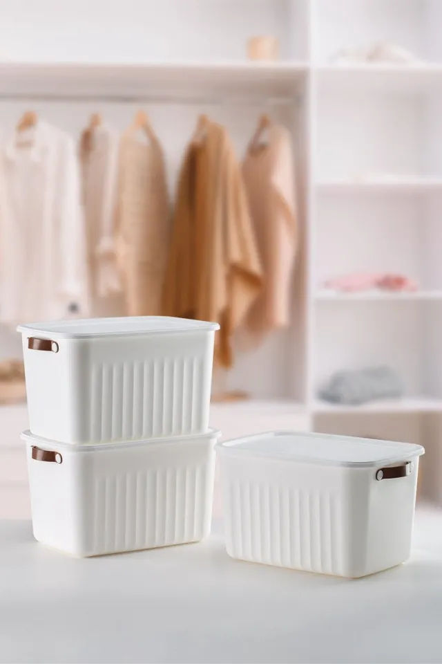 Tobeyz 15L BPA-vrije Opbergbox met Deksel – 3 Stuck-Veelzijdig, Stapelbaar en Nestelbaar – Perfect voor Badkamer, Keuken en Speelgoedopslag – Strak Wit Design