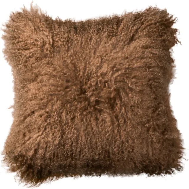 Van Buren Tibetaans schapenvacht kussen - Caramel 45x45cm - 100% echt schapenvacht Bruin