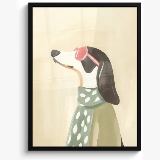 FrameYourWall Poster in lijst - Fotolijst 50x70 cm - Posters - Hond - Zonnebril - Sjaal - Posterlijst zwart - Decoratie - Wanddecoratie woonkamer - Muurdecoratie slaapkamer