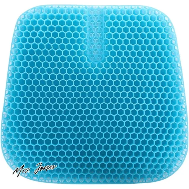 Mrs. Jones Premium Collection Orthopedisch Gel Zitkussen - Ademend - Honingraat - Bionisch - Antislip - Blauw - 47x42x3 cm Zie foto's