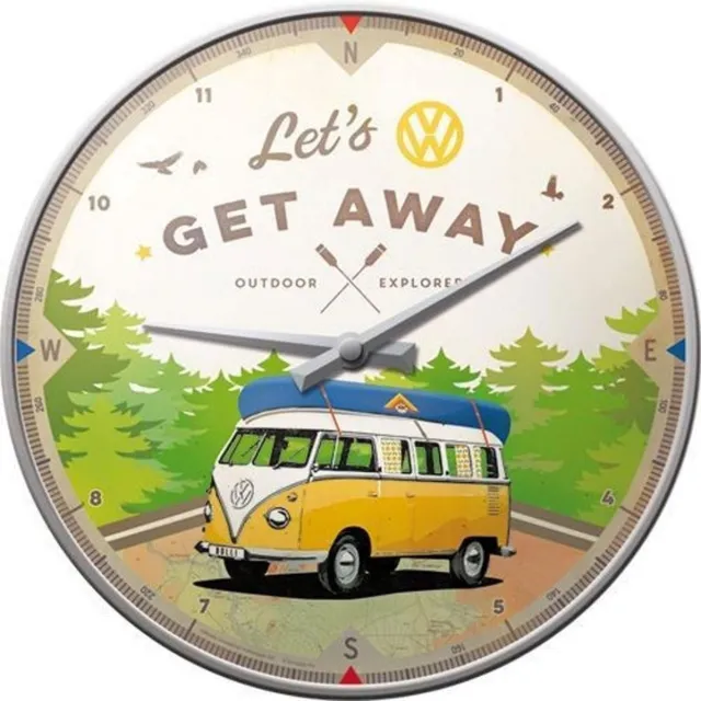 Nostalgic Art Merchandising Wandklok Volkswagen Bulli Let's Get Away multicolor