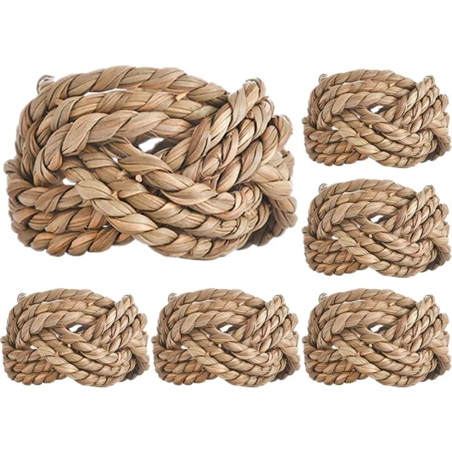 My Ninki ® Set van 6 Handgemaakte Jute Servetringen voor Stijlvolle Tafeldecoratie bruin