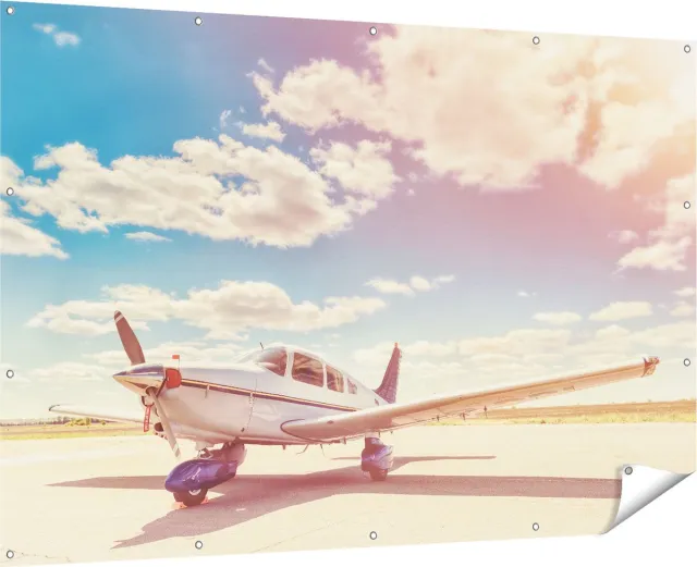 Gards Tuinposter Gelande Vliegtuig op de Luchthaven - 180x120 cm - Tuindoek - Tuindecoratie - Wanddecoratie buiten - Tuinschilderij Multikleur