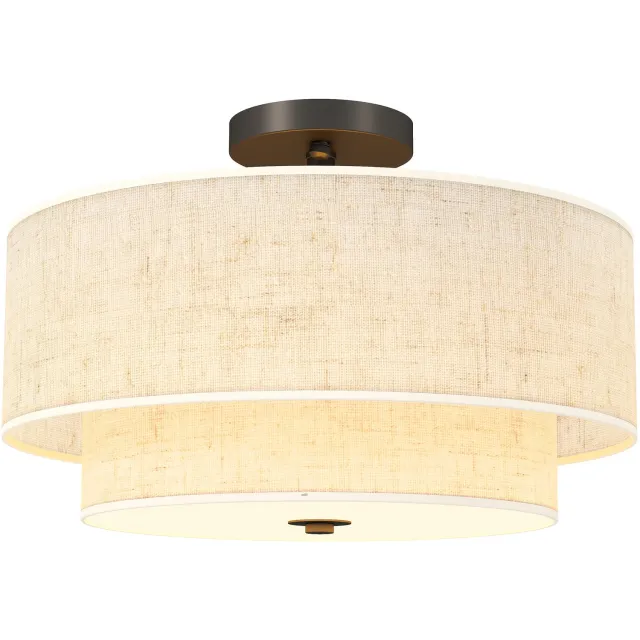 Homcom Ceiling Light-Metall, Stoff-40L x 40B x 26H cm-Cremeweiß Beige