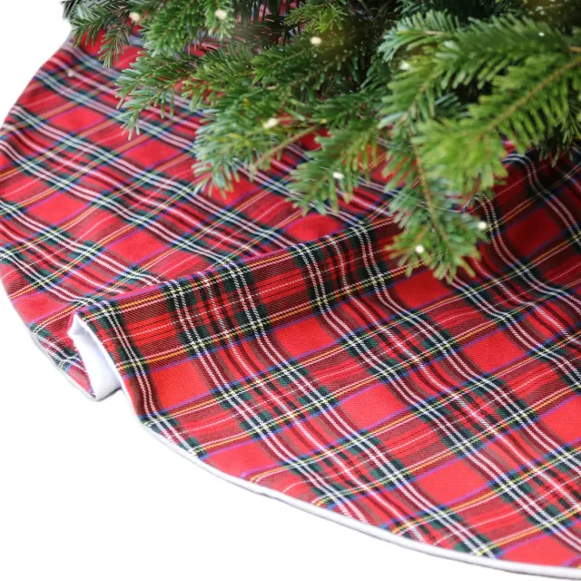 Unique Living Kerstboomrok - geruit - rood - D90 cm - polyester - kerstboomkleed