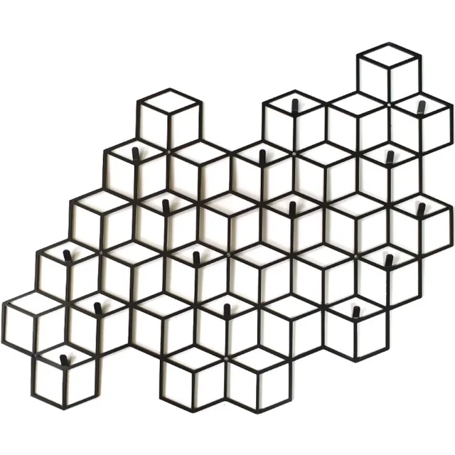 Decorizzly® Decorizzly CUBE - Wandkapstok - 15 Haken - Zwart - Geometrisch