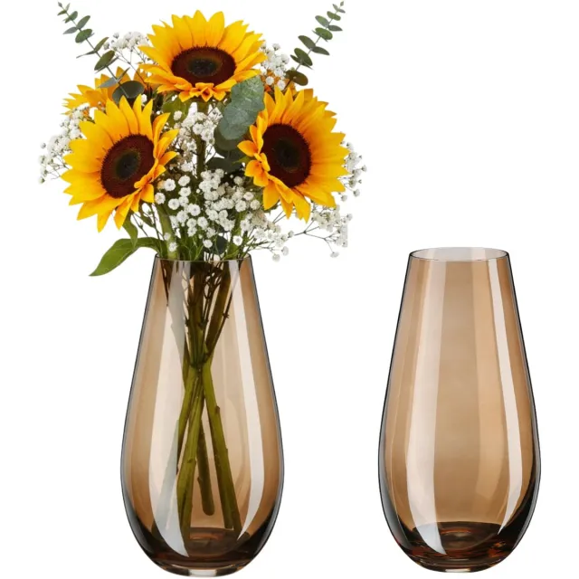Inge Glas Inge Christmas goods Bloemenvaas New York - 2x - transparant bruin - glas - 24 cm