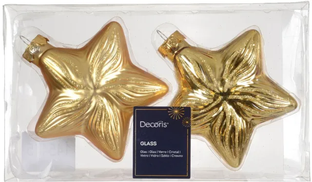 Decoris Ster kersthanger 10 cm set van 2 - Goud