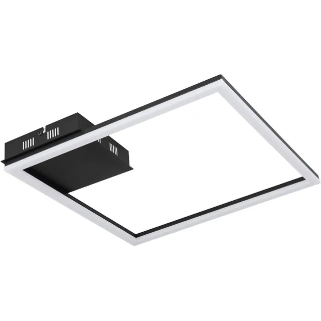 Globo Lighting Plafondlamp Slaapkamerlamp Woonkamerlamp, metaal zwart mat opaal, 1x LED 18W 1470Lm 3000K, LxBxH 40x40x5,5cm