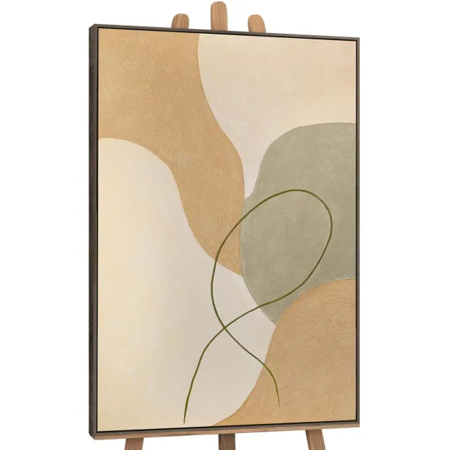 YS Canvas schilderij 140x100 cm handgeschilderd vervlechting – YS-Art Gallery – Lijst: Grijs – Luxe wanddecoratie Grey