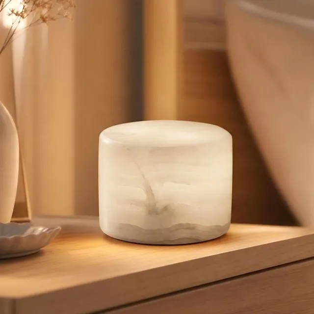 Namajunas Marmer Nachtlampje - Met Aanraaksensor - 5 Lichtkleuren - USB Oplaadbaar Nachtlamp - Dimbaar - Sfeerlamp - Natuurlijk Marmer - Bedlampje - Decoratie voor Huis - Cadeaus - Voor Woonkamer & Slaapkamer Alabaster Marmer