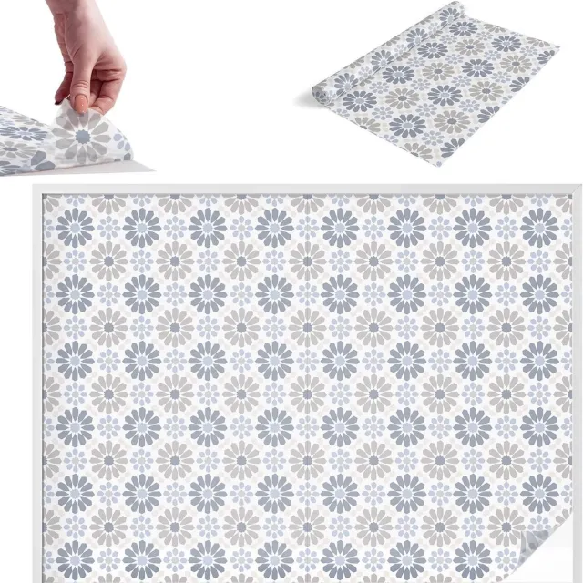 TULUP Raamfolie Anti inkijk - Bloemenmozaïek Melkglas Folie - 200x146 cm - Beige Anti inkijk Raamfolie Glas in Lood - Zonwerende Raamfolie - Voor de slaapkamer, hal en woonkamer - Privacy Folie Raam Glas in Lood Beige - Bloemenmozaïek