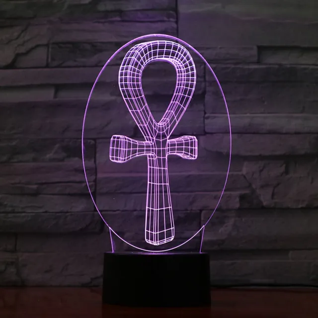 MC Living 3D Led Lamp Met Gravering - RGB 7 Kleuren - Kruis