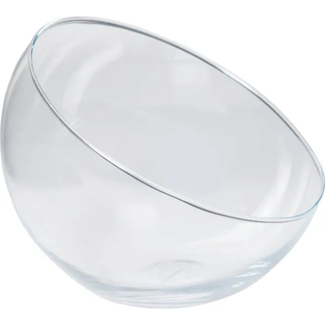 Bela Arte Bolvaas schuine schaal - transparant glas - bloemen/siervaas - 16 x 13 cm
