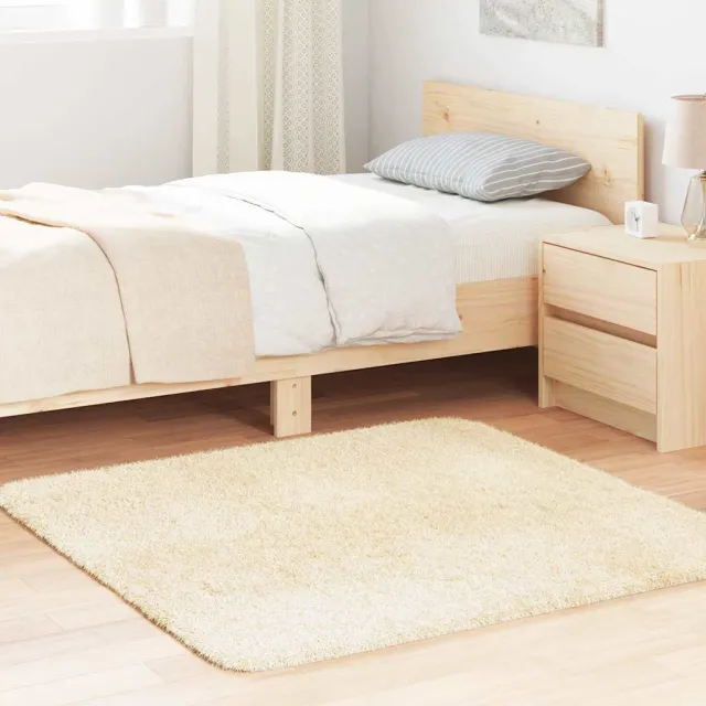 vidaXL Hoogpolig vloerkleed NAVARRA 120x120 cm polyester crèmekleurig, foto 2