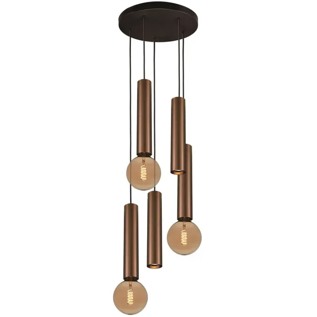 Fantasia Taboo hanglamp, 5 lichtpunten (2x GU10 + 3x E27, excl.), aluminium, zwart/geborsteld brons, Ø350 mm zwart + geborsteld brons