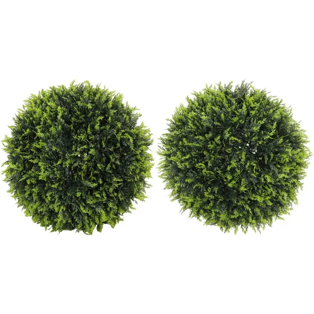 Homcom Kunstplant Set 2 Stuks - Cederdesign UV Bestendig - Groen