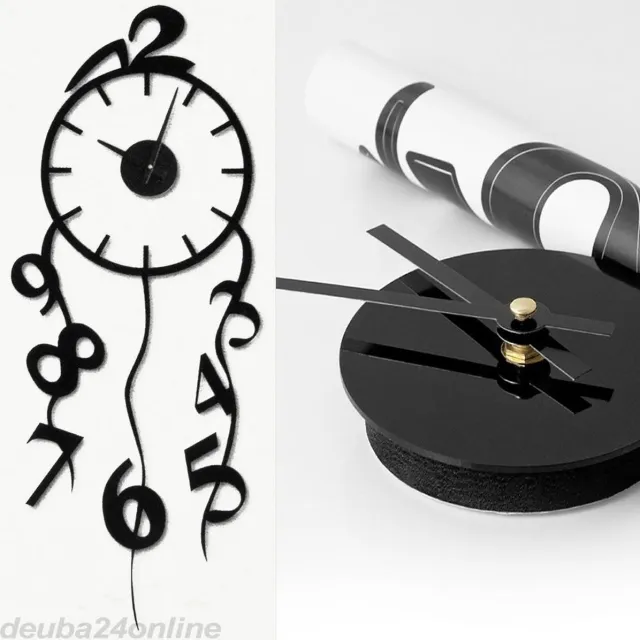 Mix&Match leuke originele wandklok zelfklevend knutselset met uniek effect horloge murale zwart