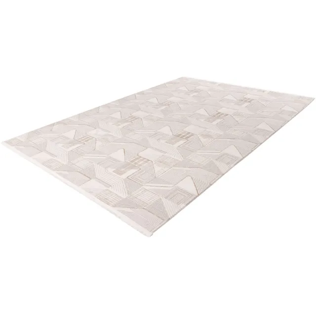 Pierre Cardin Vloerkleed - Tapijt - 3D - Beige Zilver - Modern Design - Luxe en Onderhoudsvriendelijk