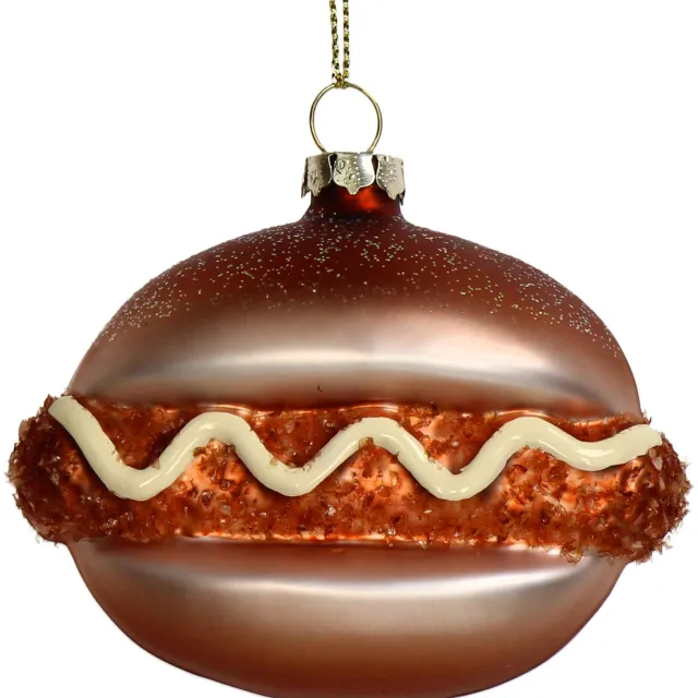 HD Collection Ornament kerstbal Kroket Sandwich Glas Bruin 8.5 cm HD Collection