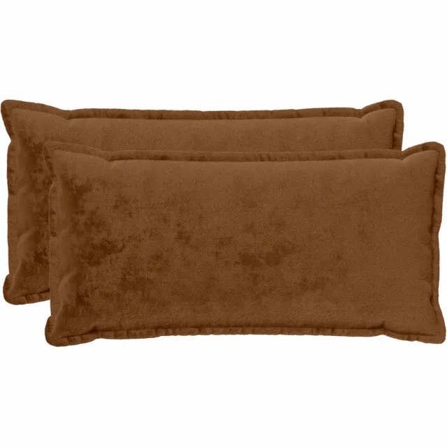 vidaXL Dekenkussen - 2 - st - HOUTEN - Lichtbruin - 40 - x - 80 - cm - Flanel Licht Bruin