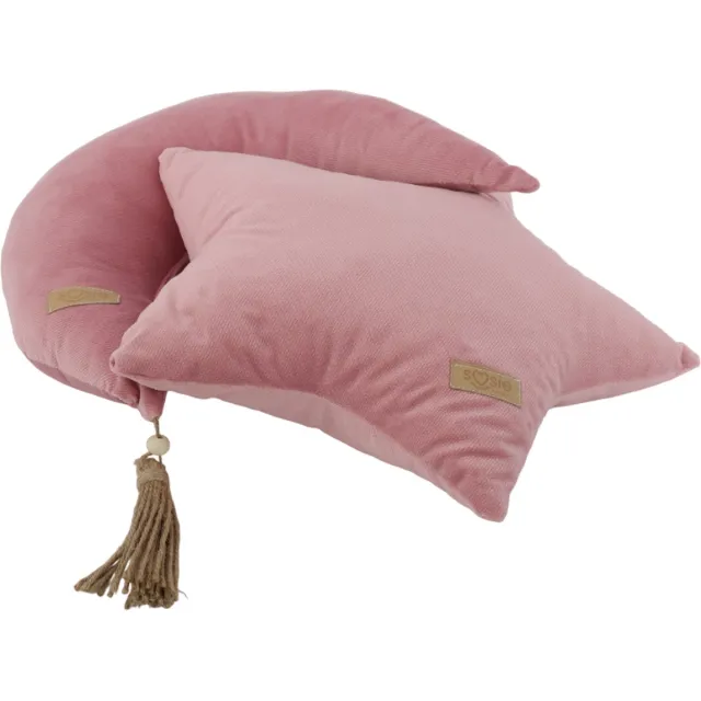 Soosie GLAMOUR - Set van 2 Decoratieve Kussens - Kussen woonkamer - Bank kussen - Sierkussen - Decoratie kussen - Ster en Maan - Roze velvet