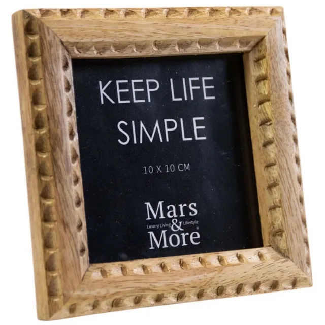 Mars & More Fotolijst mangohout gesneden - bruin - 10 x 10 cm
