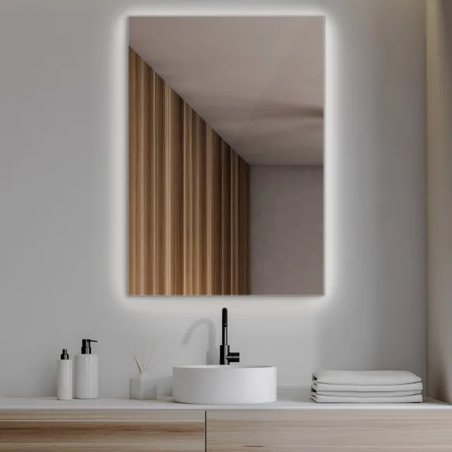 Coloray Minimalistische Rechteckige LED Spiegel - Rechteckige LED Spiegel für Interieur - 100 cm x 70 cm - Rechteckige LED Spiegel für Jede Kammer - Spiegel in Rechteckige Form LED - Koel Licht - Rechteckige Spiegel mit Modernem LED Design Koud licht