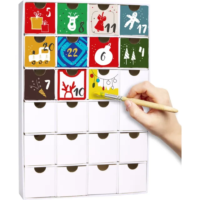 Brubaker Diy Adventskalender Om zelf te Versieren - herbruikbare kerstkalender met 24 Vakjes om zelf te vullen met kleine Cadeautjes - Karton - wit - 32,5 cm van