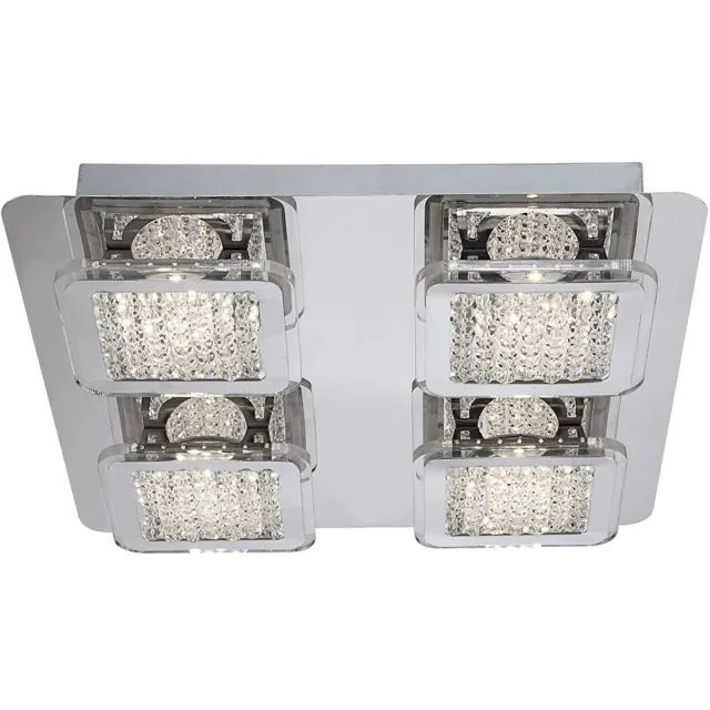 Globo 20W LED plafondlamp plafondverlichting acryl kristallen helder Globo 49204-4 zilver