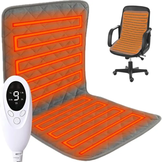 KZQ kussen - Stoelkussen - Verwarmd zitkussen - 45 x 90 cm - Temperatuurregeling in 9 standen - Timer met 4 standen, geschikt voor kantoren, campings, stadions en andere locaties. Grijs
