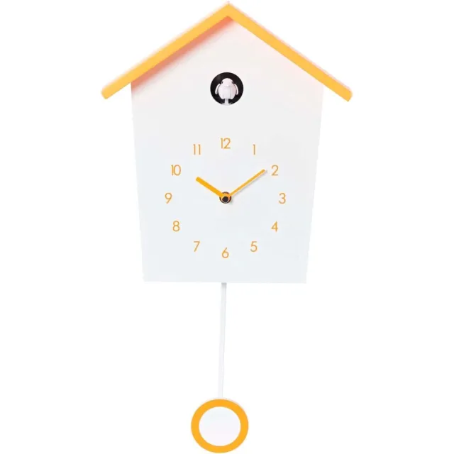 Thuys Koekoeksklok Modern – Vogelhuisje – Wandklok Antiek – Hout Wit met Geel