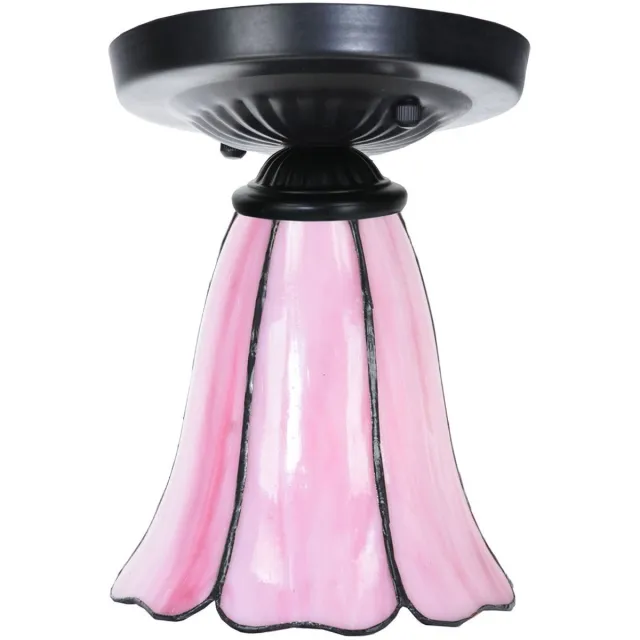 Coloured by Art Tiffany plafonnière zwart met Liseron Pink - Art Deco Trade Roze