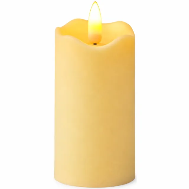 SWGOTA led kaarsen, 5 x 9 cm, warm licht met vlamvormige LED, kunststof met golvende bovenrand, 12 per displaydoos Ivoorwit