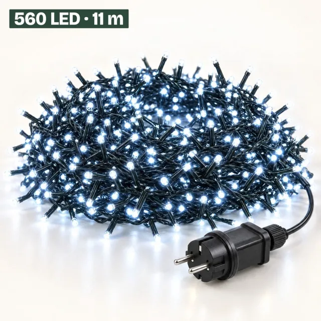Levano Kerstboomverlichting 560 LED 11 m Wit - Kerstverlichting Buiten - Lichtsnoer Buiten - LED Verlichting - Kerstlampjes - Lichtslinger - Clusterverlichting - Kerstverlichting Binnen - Lichtsnoer Tuin - Verlichting Schutting - Micro Cluster