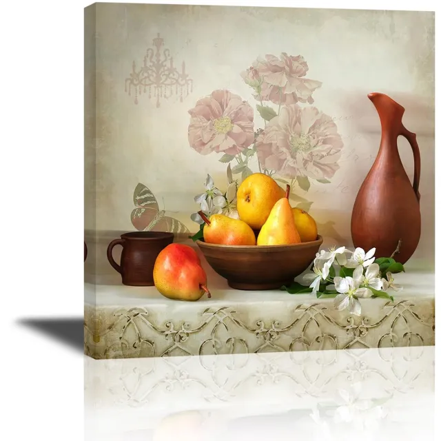 Unyqoos Canvas Kunstdruk Peer Motief voor Stijlvolle Wanddecoratie in Huis en Kantoor fruit