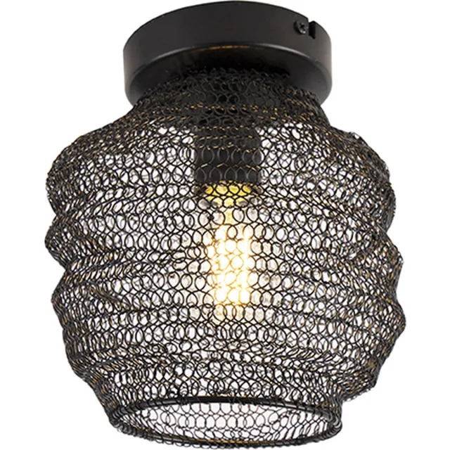 QAZQA nidum - Oosterse Plafondlamp - 1 lichts - Ø 200 mm - Zwart - Woonkamer | Slaapkamer | Keuken