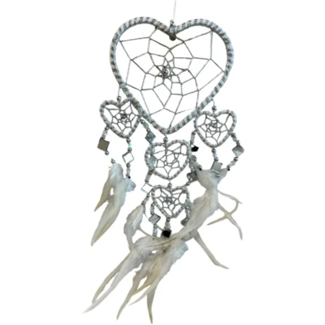 Ruben Robijn Dromenvanger hartje met spiegels - wit - 11 cm - Dreamcatcher