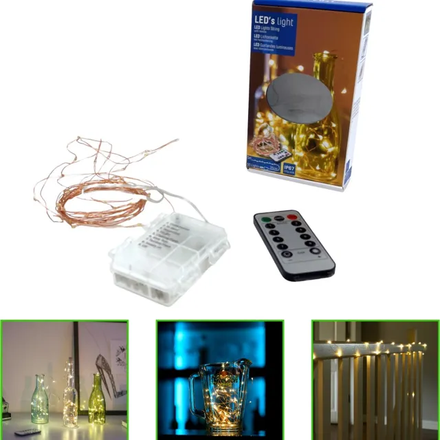 LED's Light Mini kerstverlichting – 5 meter – Warm wit 3000K – 50 LED’s – Dimbaar – 8 standen – Afstandsbediening – IP67 – Voor binnen en buiten
