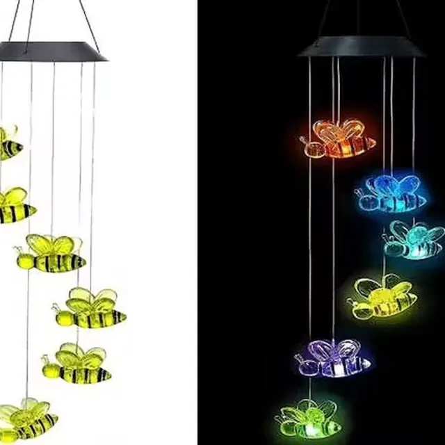Dailyiled bijen solar verlichting - led - multicolor - sfeerverlichting - windgong Geel