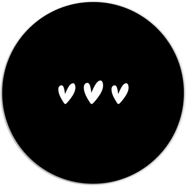 Label2X Muurcirkel drie hartjes zwart - Ø 70 cm - Dibond - Multicolor - Wandcirkel - Rond Schilderij - Muurdecoratie Cirkel - Wandecoratie rond - Decoratie voor woonkamer of slaapkamer Drie Hartjes Zwart - Multicolour