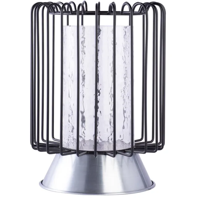 Padiro windlicht - 22,5 x 22,5 x 31 cm - Zwart / Zilverkleurig - Geometrisch patroon - IJzer, Glas