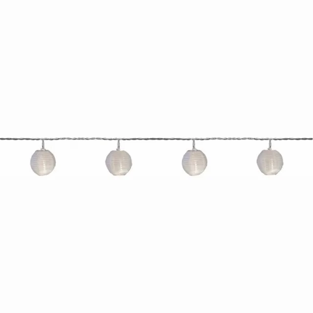 Anna's Collection 3x anna's collection solar verlichting lichtsnoer - witte lampionnen - 250 cm - zonne-energie tuinverlichting