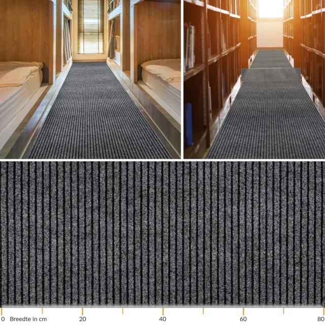 ANRO Loper Mischa Grijs – Schoonloopmat Antislip Op Maat