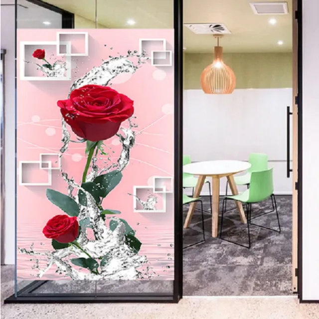 Spa Raamfolie rode roos - raamsticker - 55 x 120 Groen