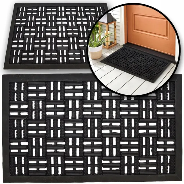MadLand Merkloze Rubberen Deurmat met Oprit - Antislip & Weerbestendig - 40x60 cm Zwart